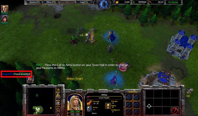 Cách nhập mã cheat Warcraft 3
